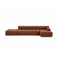 ECKSOFA L-Form XL, Stoff Velours Salvador, Dunkelbraun, Rechts, Selia L XL - Dunkelbraun, Holz (380/160cm) - Kaiser Möbel
