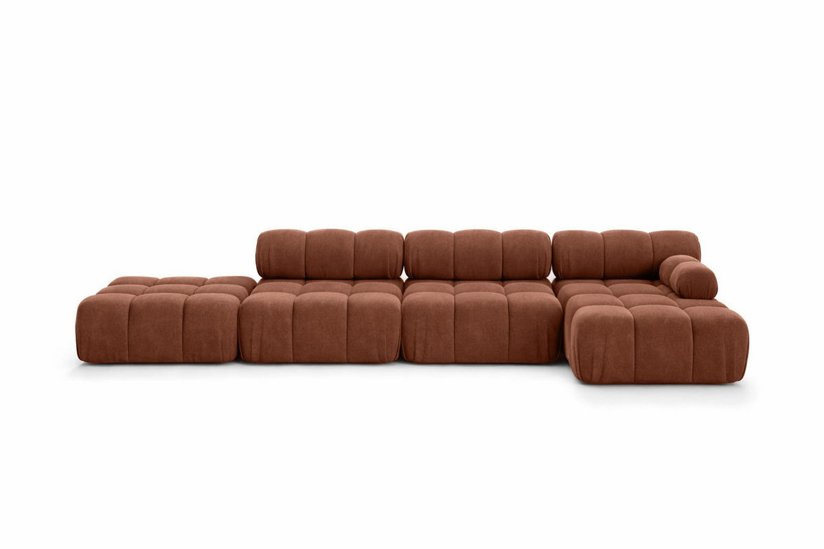 ECKSOFA L-Form XL, Stoff Velours Salvador, Dunkelbraun, Rechts, Selia L XL - Dunkelbraun, Holz (380/160cm) - Kaiser Möbel