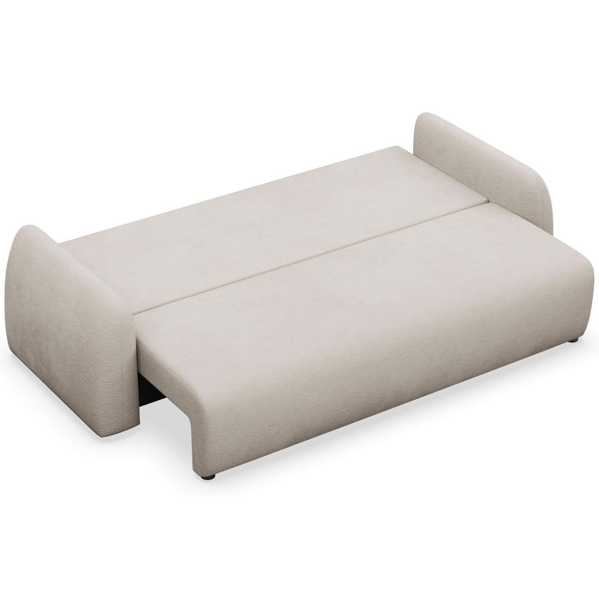3-SITZER SOFA Nubelle Hellbeige Chenille-Bezug, wasserabweisend - Ecru/Schwarz, Kunststoff/Textil (244/85/93cm) - Selsey