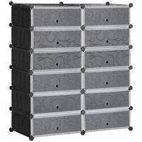 DIY-SCHUHSCHRANK Kunststoff Stahl Schwarz - Schwarz, Kunststoff (37/108/94cm) - HOMCOM