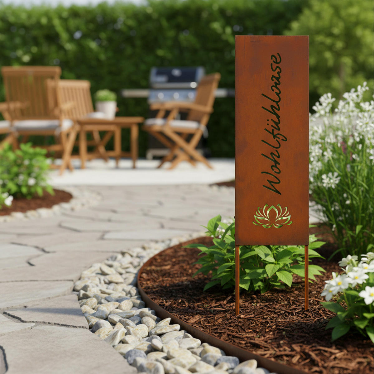 EDELROST-GARTENDEKO - Braun, Metall (1.5cm) - Relaxdays