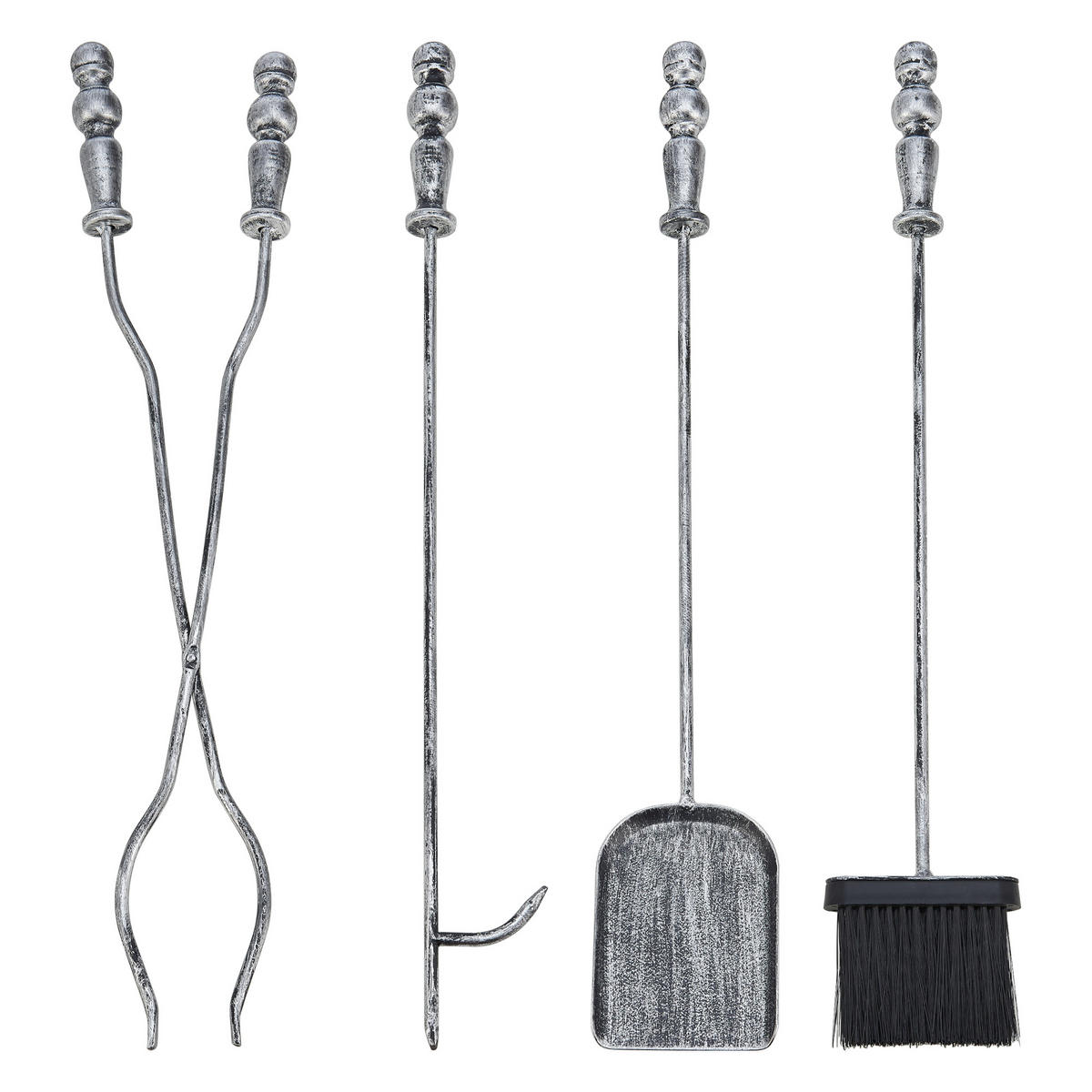KAMINBESTECK-SET 5 TLG. Dovre - Silberfarben, Metall (17.5/80/17.5cm) - [en.casa]