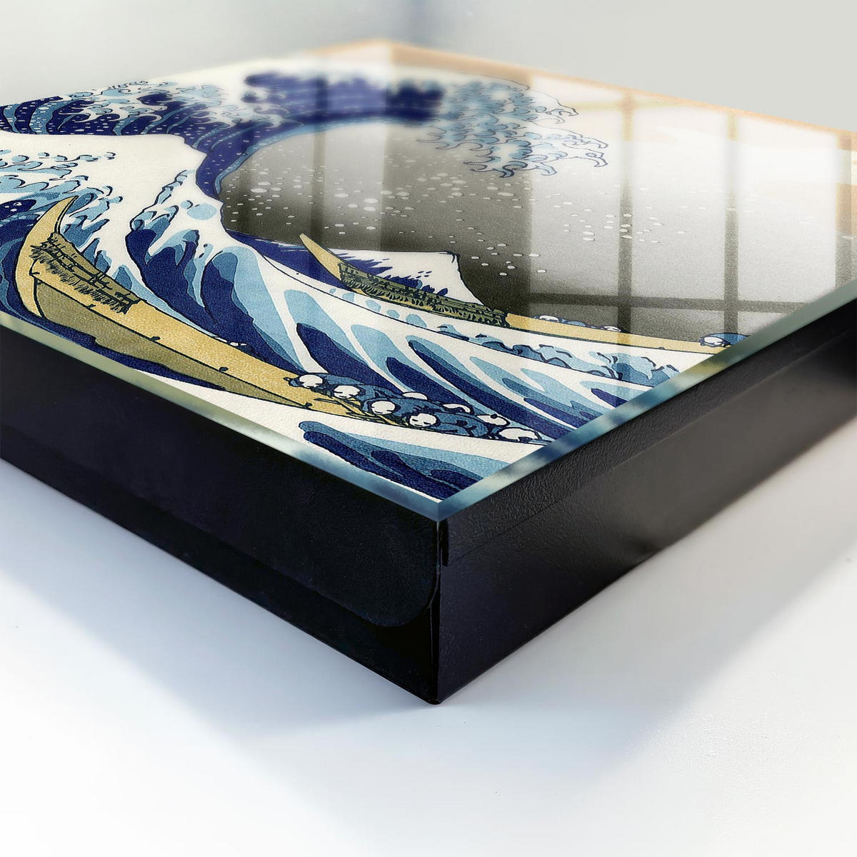 SCHLÜSSELBOX Schwarz 30x30 cm- Türöffnung nach rechts - Die große Welle - Blau, Metall (30/30/5cm) - TULUP