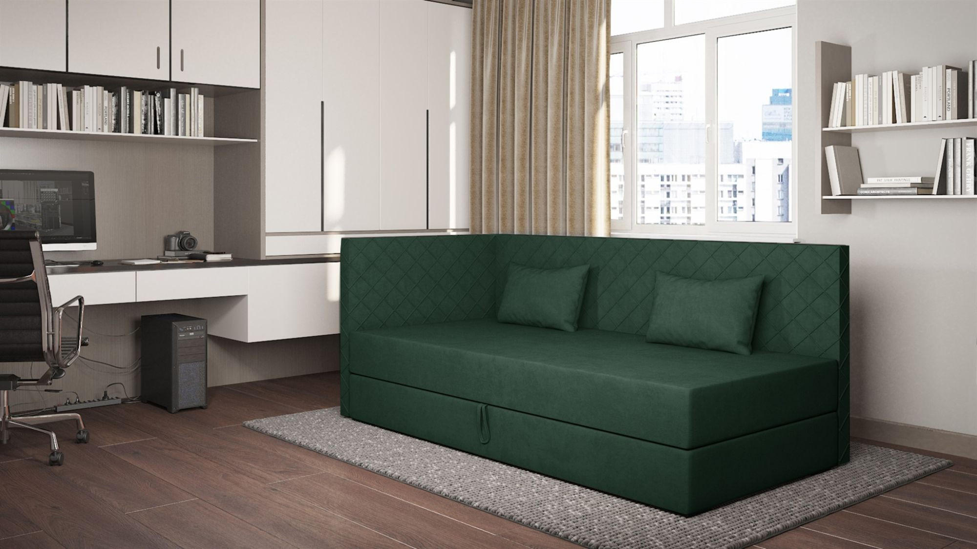 SOFA Liana In Opera - Dunkelgrün, Holzwerkstoff/Textil (207/90/97cm) - Fun Möbel