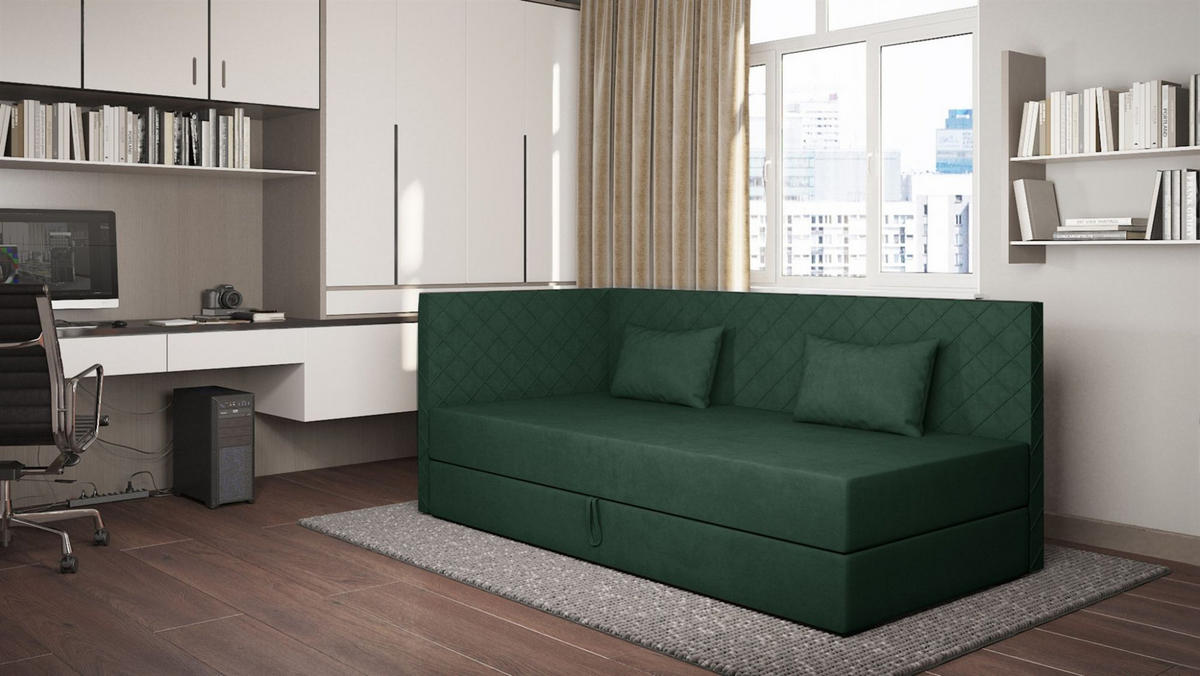 SOFA Liana In Opera - Dunkelgrün, Holzwerkstoff/Textil (207/90/97cm) - Fun Möbel