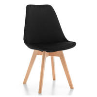 STUHL Dublin modern schwarz, Holzbeinen - Veloursstoff und Polsterschaum - Schwarz/Naturfarben, Holz/Textil (50/83/54cm) - NEW HOME