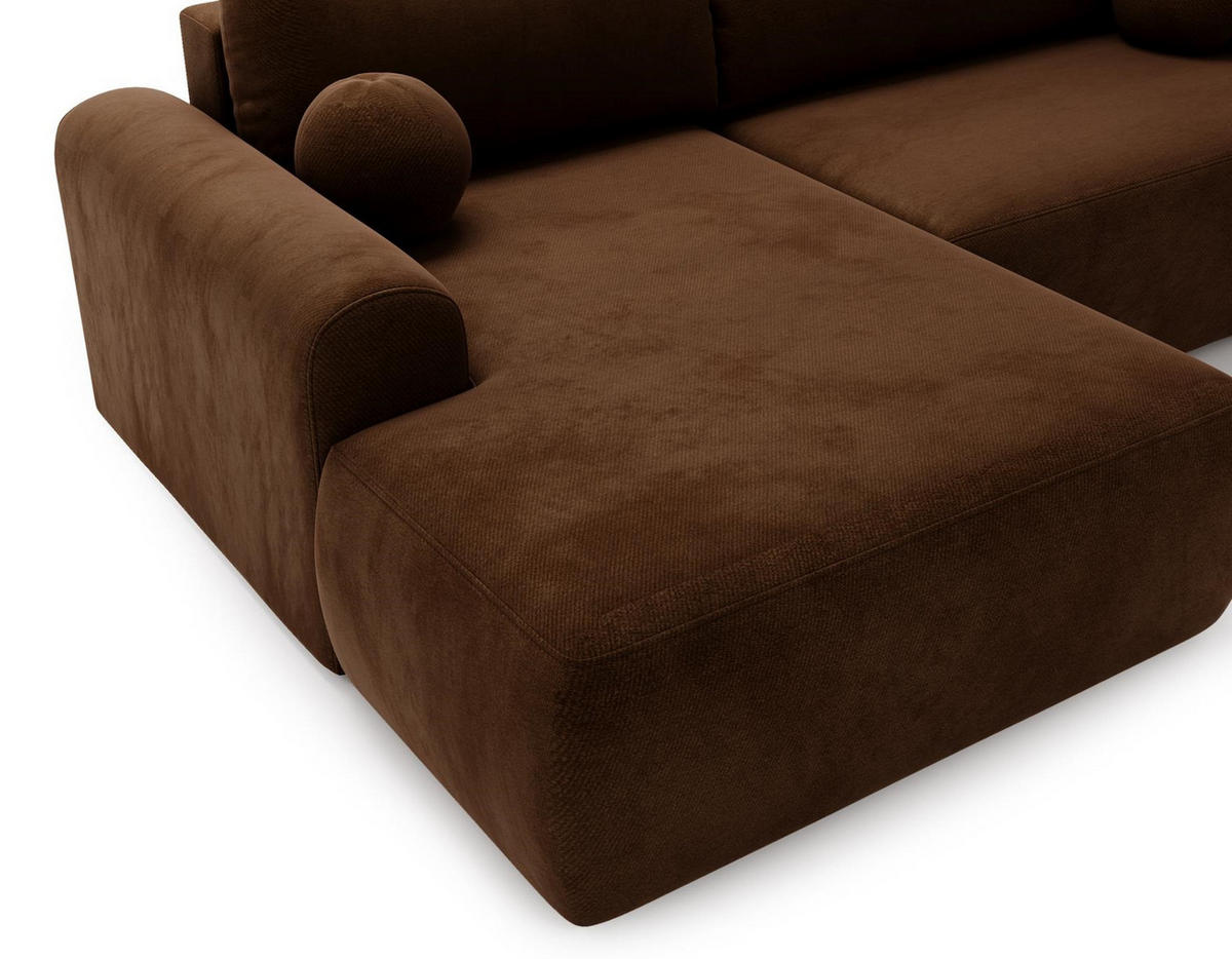 ECKSOFA Aurora Braun, mit Schlaffunktion in Vena Stoff, linke seite - Braun, Holzwerkstoff/Textil (257/177cm) - Bettso