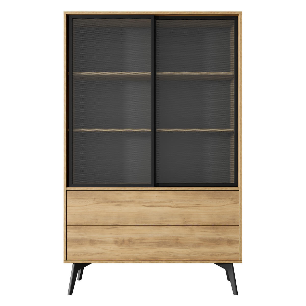 VITRINE VIGORE 164,9 / 100,5 cm in Eichefarben - Eichefarben/Naturfarben, Holzwerkstoff (100.5/164.9/39cm) - MASSENO