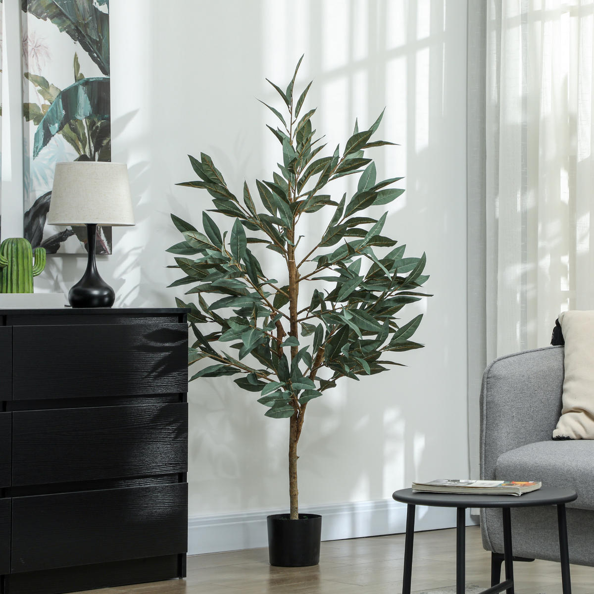 KUNSTPFLANZE, Künstlicher Lorbeerbaum 150 cm, für Zuhause, Büro, Balkon, Schlafzimmer, Grün - Multicolor, Kunststoff (150cm) - FORIOUS