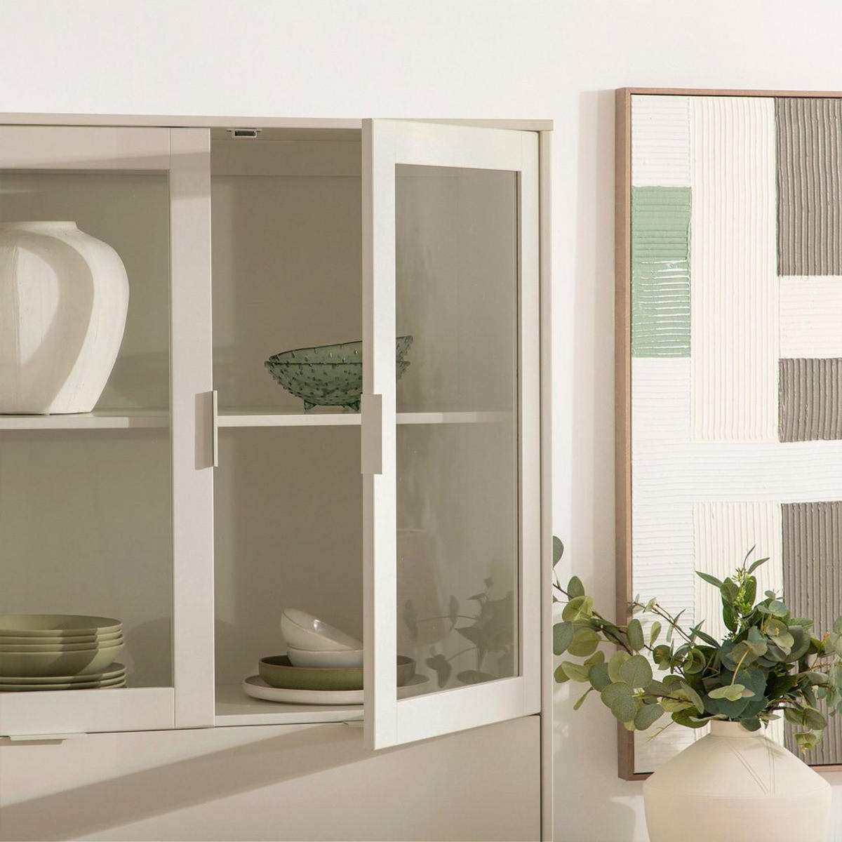 VITRINENSCHRANK DOPPELTER Elian Weiß 95 cm x 170 cm - Weiß, Holzwerkstoff (95/170/39cm) - Klast Home