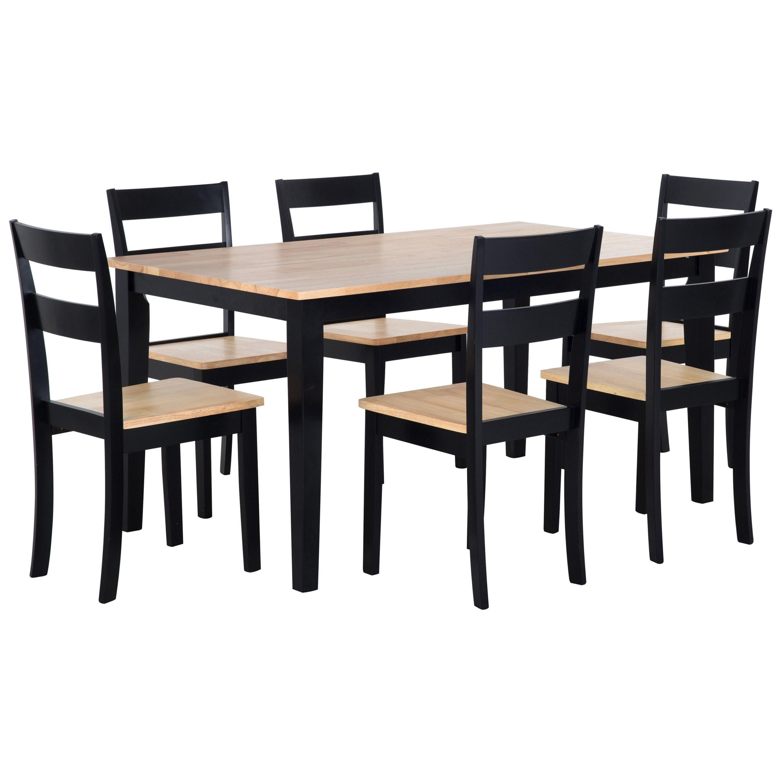 ESSGRUPPE Holz Schwarz, Hellbraun 6-Sitzer 150/90 cm Georgia - Schwarz, Holz (150/75/90cm) - Beliani