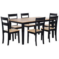 ESSGRUPPE Holz Schwarz, Hellbraun 6-Sitzer 150/90 cm Georgia - Schwarz, Holz (150/75/90cm) - Beliani