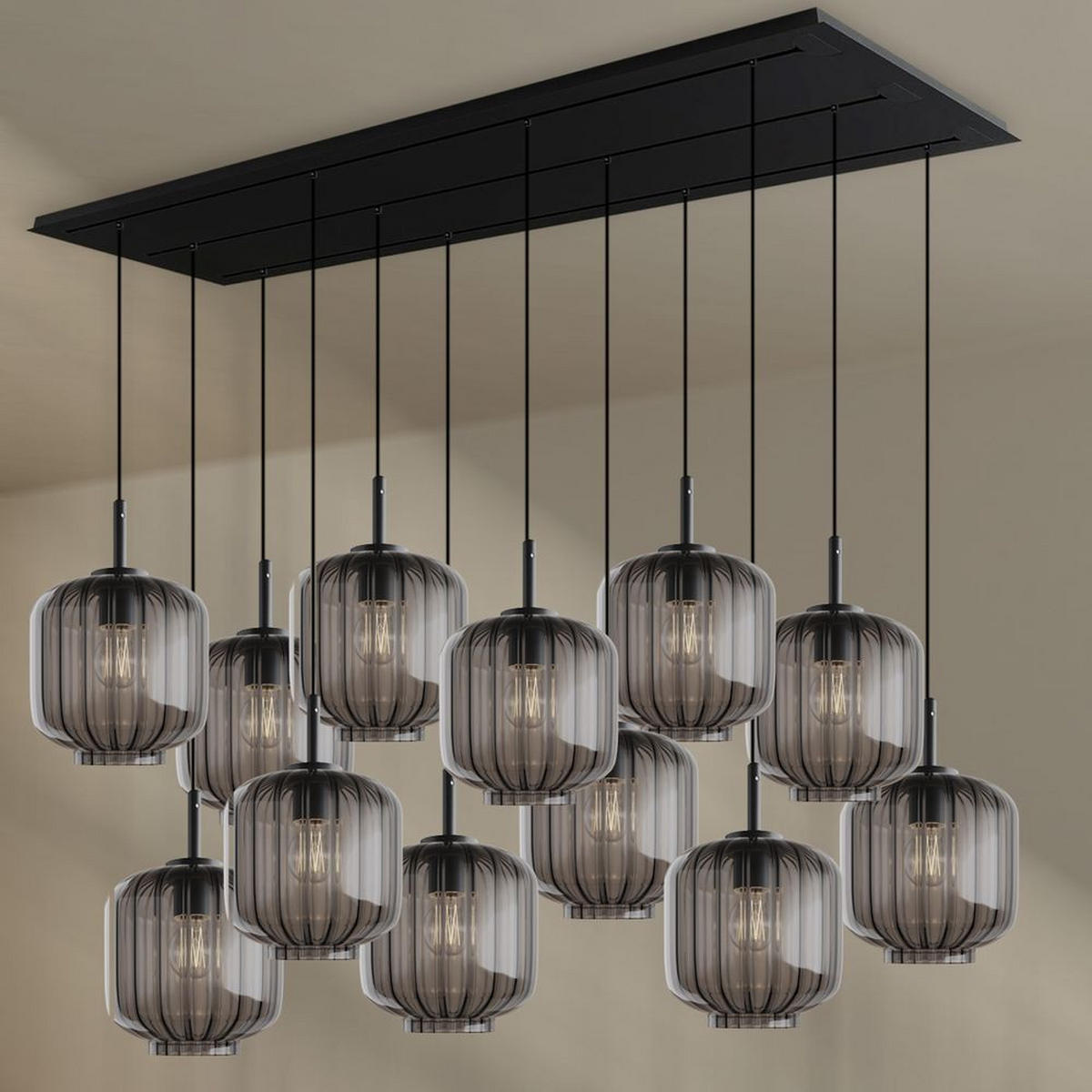 HÄNGELEUCHTE Velo 12-flammig Rauch Ø 20cm - Anthrazit/Schwarz, Glas (20/20/20cm) - s.luce