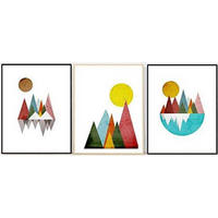 POSTER Geometrische Berge 30X40cm Schwarzer Rahmen - Schwarz, Papier (30/5/40cm) - Nacnic