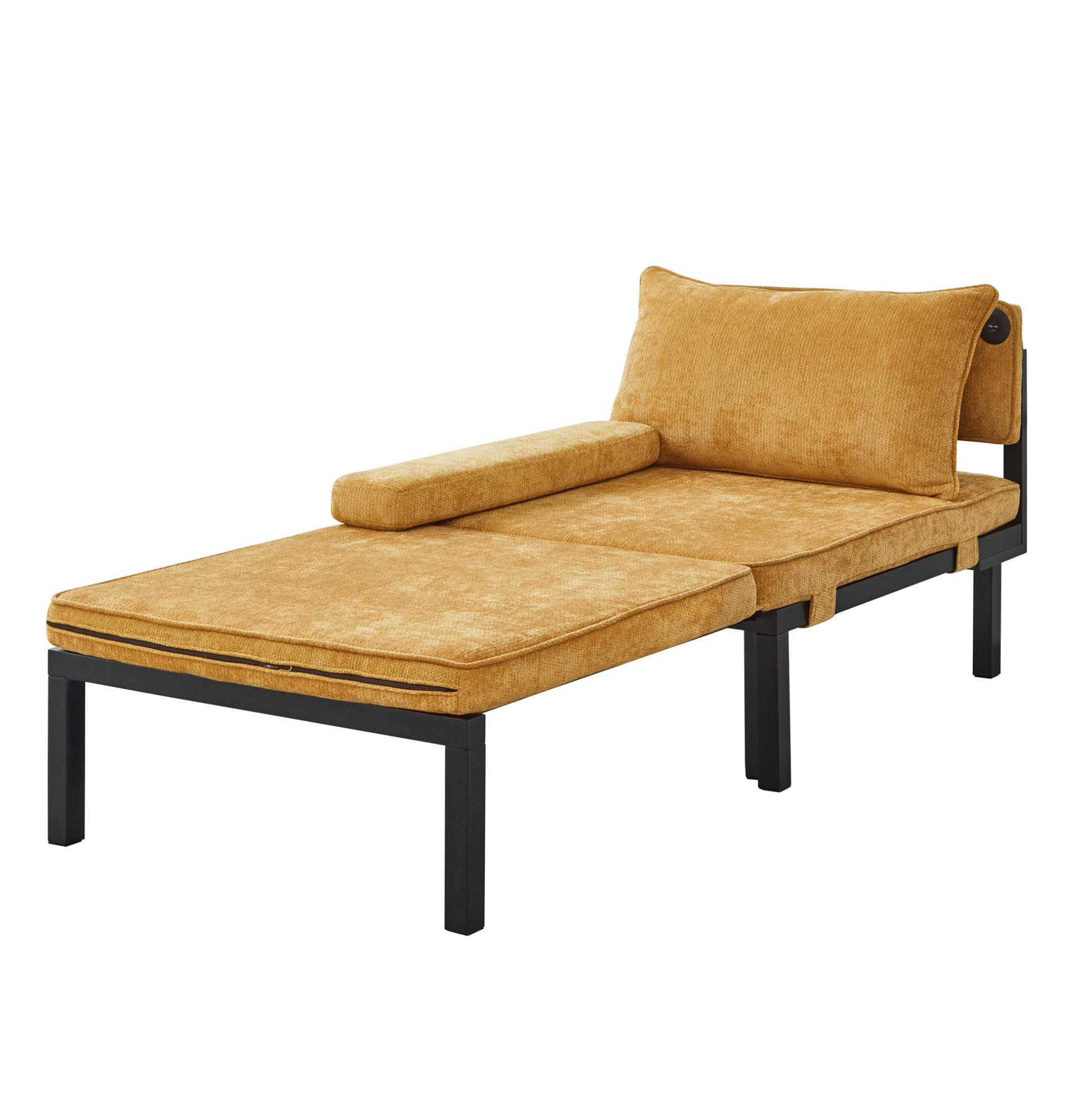 SCHLAFSESSEL aus Samt in Gelb mit USB-Type-C-Anschluss - Gelb, Textil (82.5/70/176cm) - Modfu