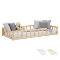 BODENBETT 90x200 Natur Lattenrost + Matratze - Naturfarben, Holz (90/200cm) - Homestyle4u