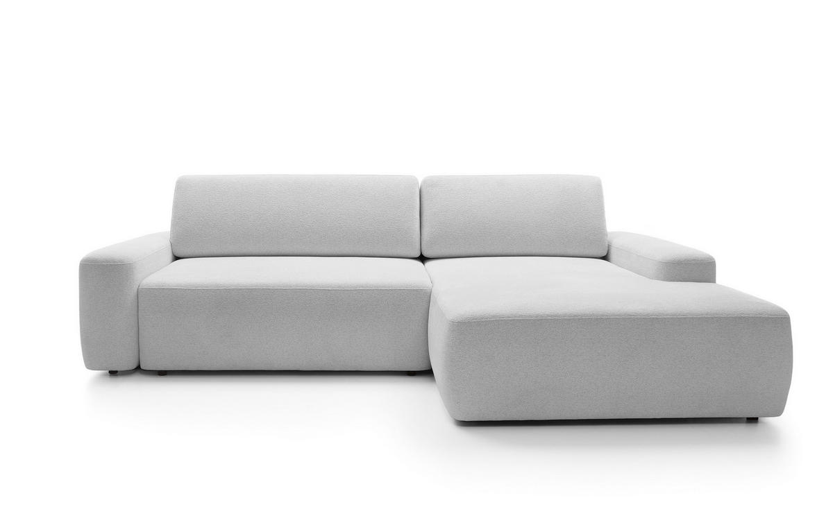 ECKSOFA BOULI 4-Sitzer Polstersofa Raven mit Schlaffunktion 130x210 cm Bettzeugablage 264x162x82 cm rechts, Farbe: Grau​ - Silberfarben, Holz/Textil (264/162cm) - DomoHome