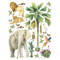 WANDTATTOO Dschungeltiere 85 x 65 cm - Grün, Papier (85/65/65cm) - Sanders & Sanders