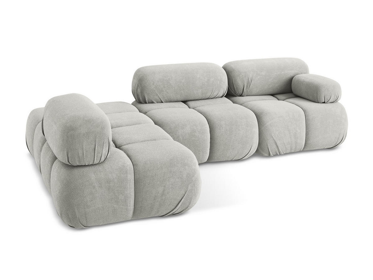ECKSOFA Links Chenille Stoff Grau - Hellgrau/Schwarz, Kunststoff/Textil (190/285cm) - Makamii