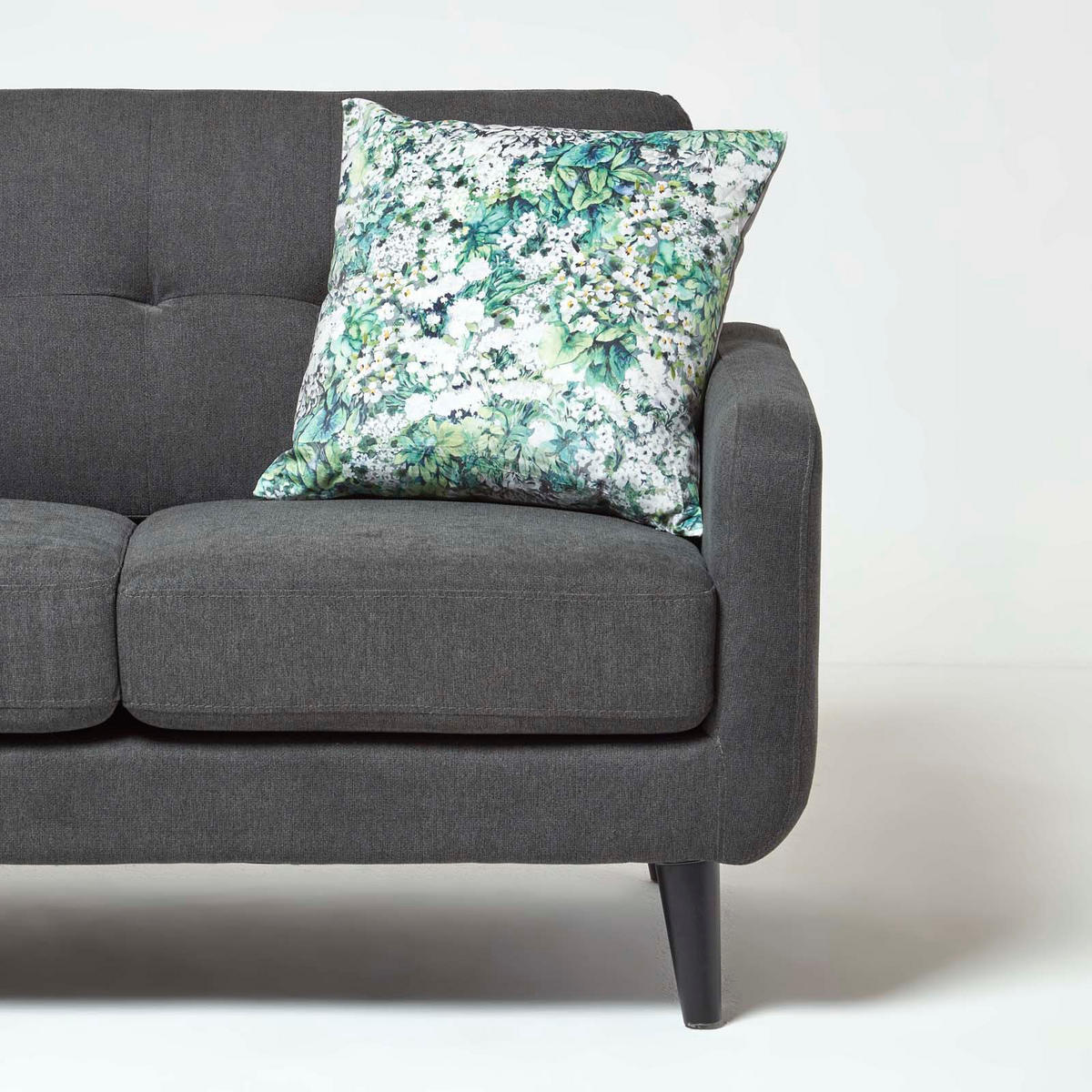 KISSENHÜLLE Floral Garden – Samt grün 46/46 cm - Grün, Textil (46/46cm) - Homescapes