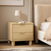 NACHTTISCH mit 2 Schubladen mit zylindrischen Beinen, Holz | B59 x T39 x H55 cm - Braun, Holzwerkstoff (59/55/39cm) - Hometopia