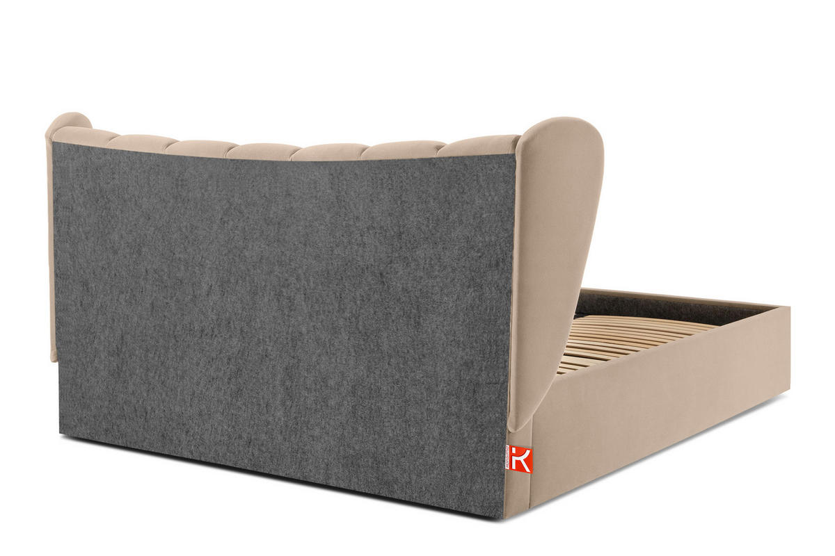 POLSTERBETT GIZO, Muschel-Design - Beige/Schwarz, Holz/Holzwerkstoff (182/204cm) - KONSIMO®