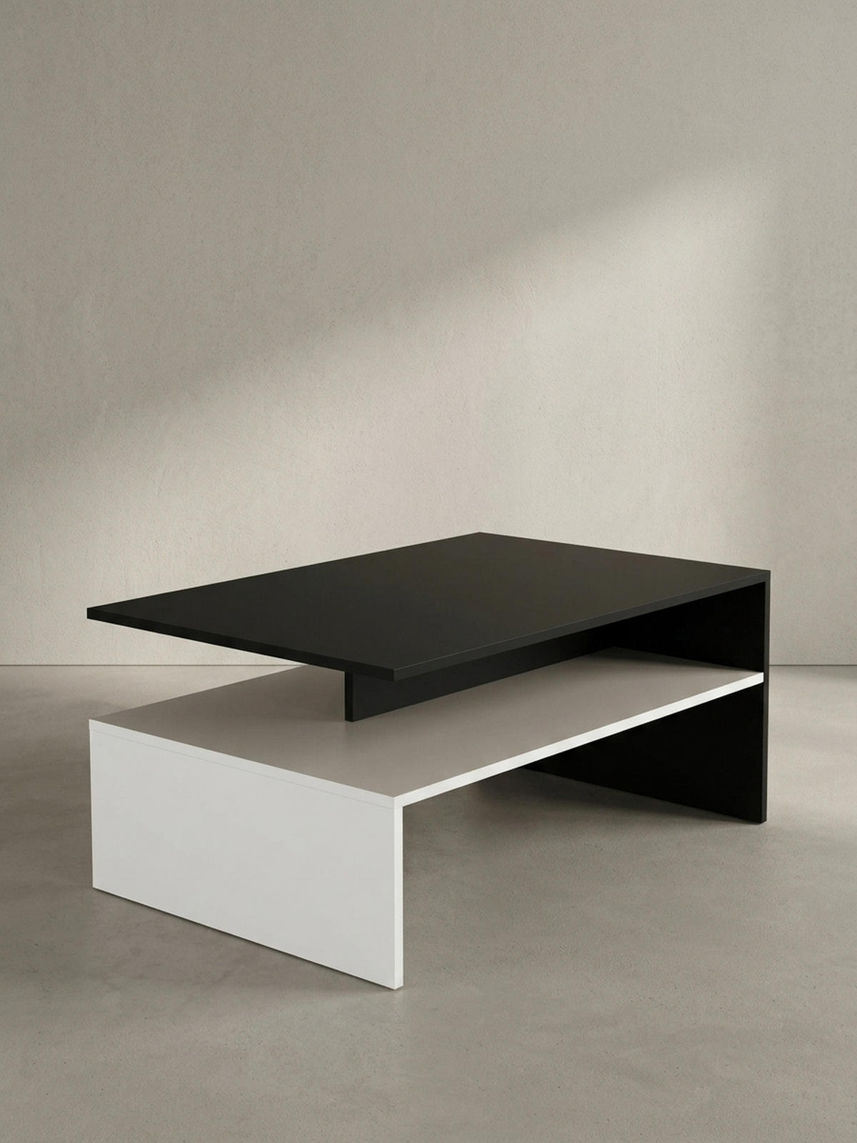 COUCHTISCH Zweifarbig Schwarz Weiß, 90x60 cm, Melaminharzbeschichtet - Weiß, Holz (60/90/43cm) - KADIMA DESIGN