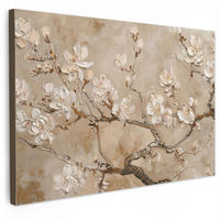 LEINWANDBILD - Blumen - Modern - Beige - Weiß - Blüte - 90x60 - Deko Wohnzimmer - Beige, Textil (90/60cm) - MuchoWow
