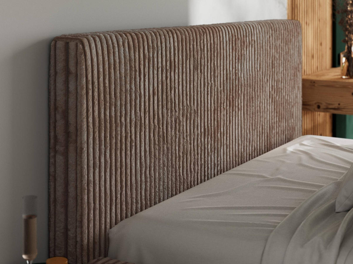 POLSTERBETT TILIANO CLASSIC 180/200 - Braun Cord - Pocket-Matratze - Braun, Textil (180/200cm) - MKS