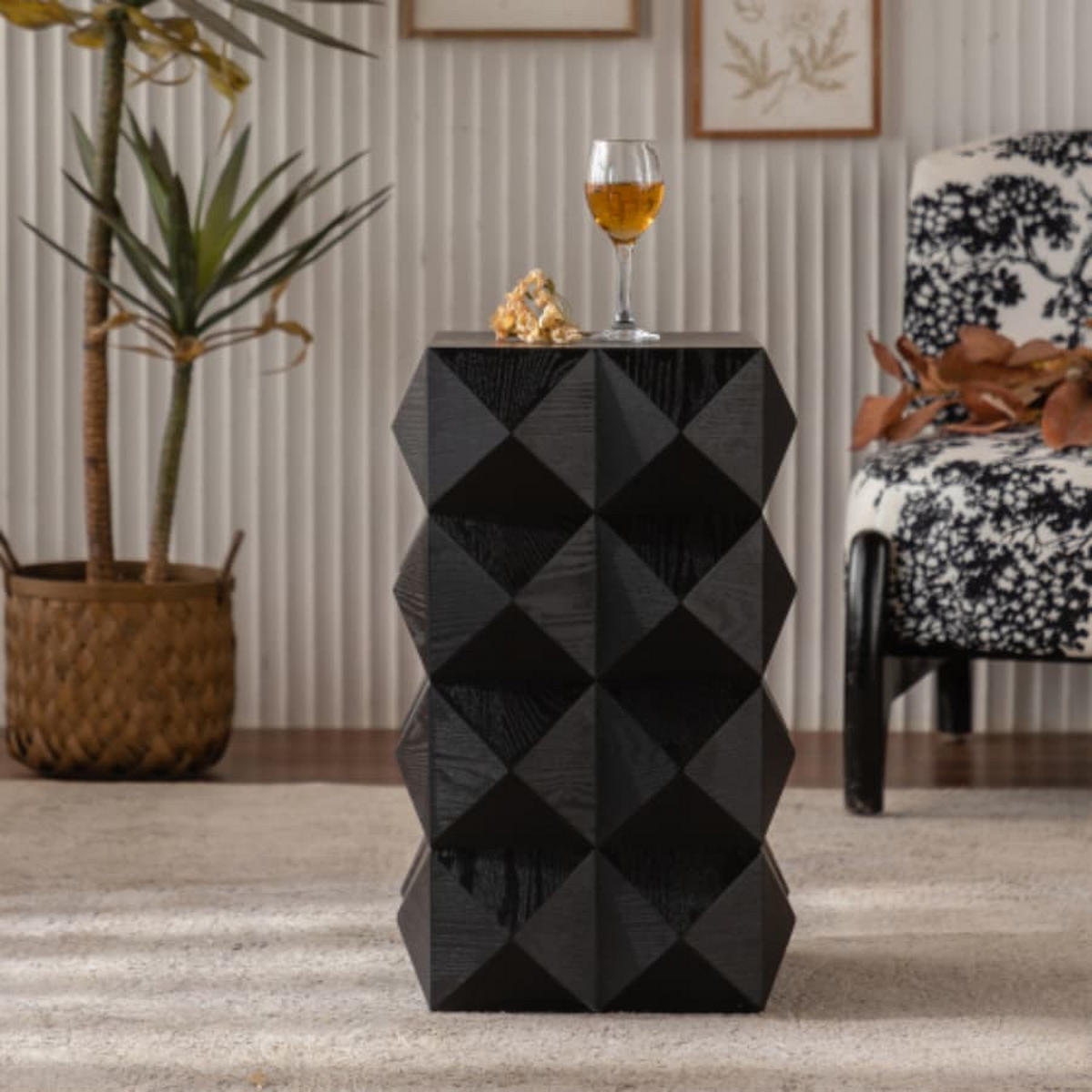 COUCHTISCH Retro Holz Schwarz 60 cm - Multicolor, Metall (37/37/60cm) - SHOPENTRA