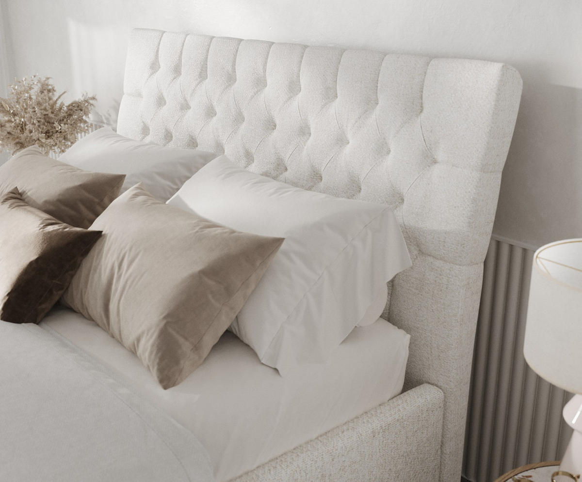 POLSTERBETT Lira 180/200 cm Creme im Neve Stoff - Creme/Naturfarben, Holz/Holzwerkstoff (180/200cm) - AltaBeds