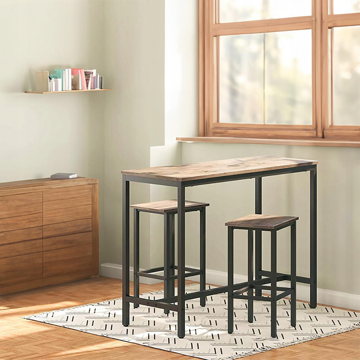 BARMÖBEL SET, braun, 100/40/90 cm - Schwarz/Braun, Metall (100/90/40cm) - Rebiko