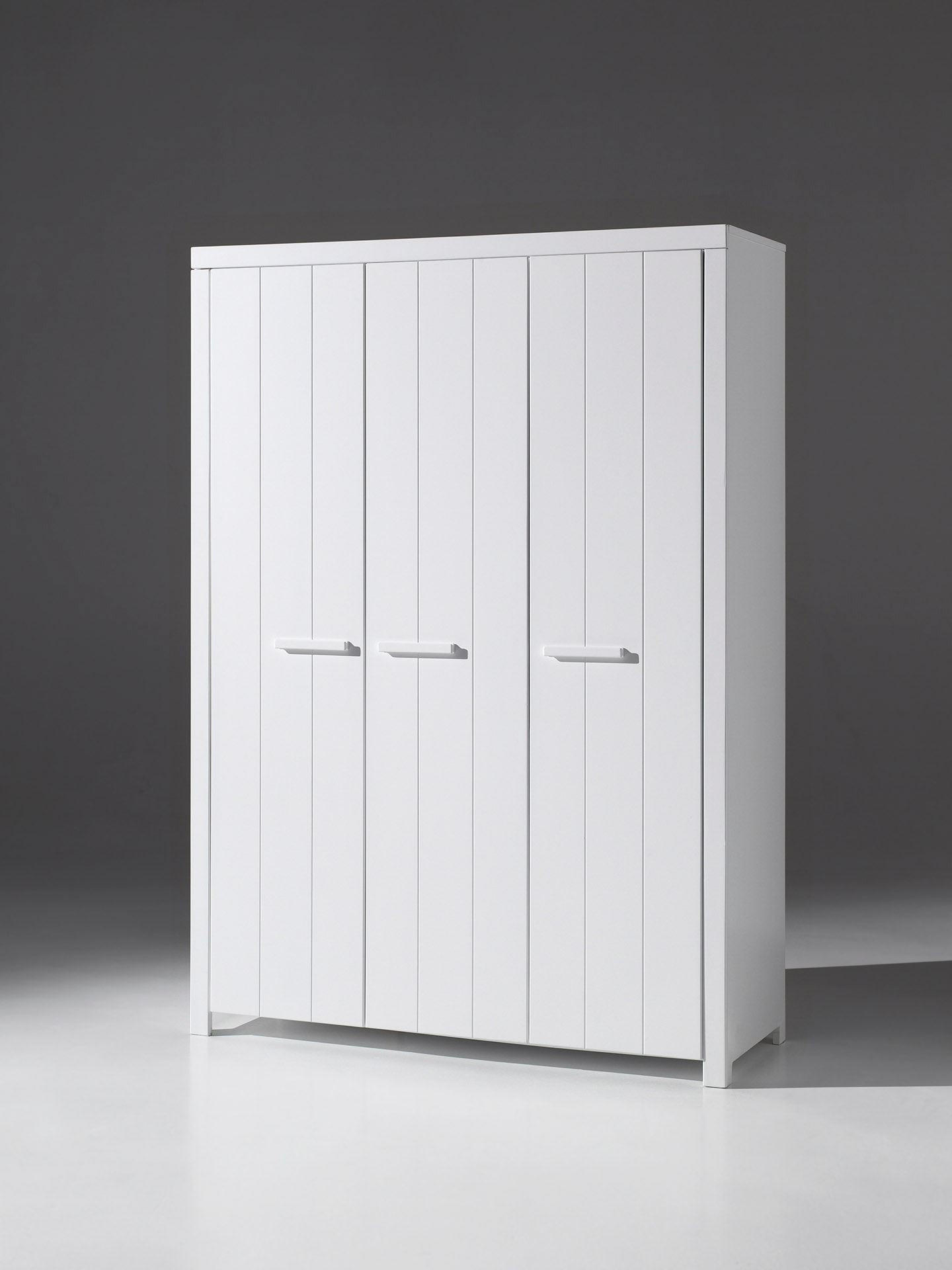 KINDERZIMMERSCHRANK Karalynn 144x58x206 mit 3 Türen MDF Weiß - Weiß, Holzwerkstoff (114/206/58cm) - 58aufmkessel