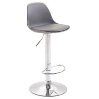 BARHOCKER Kilian, Gestell Metall in Chromoptik, Kunstleder Grau - Chromfarben/Grau, Kunststoff/Textil (39/100/43cm) - TPFLiving