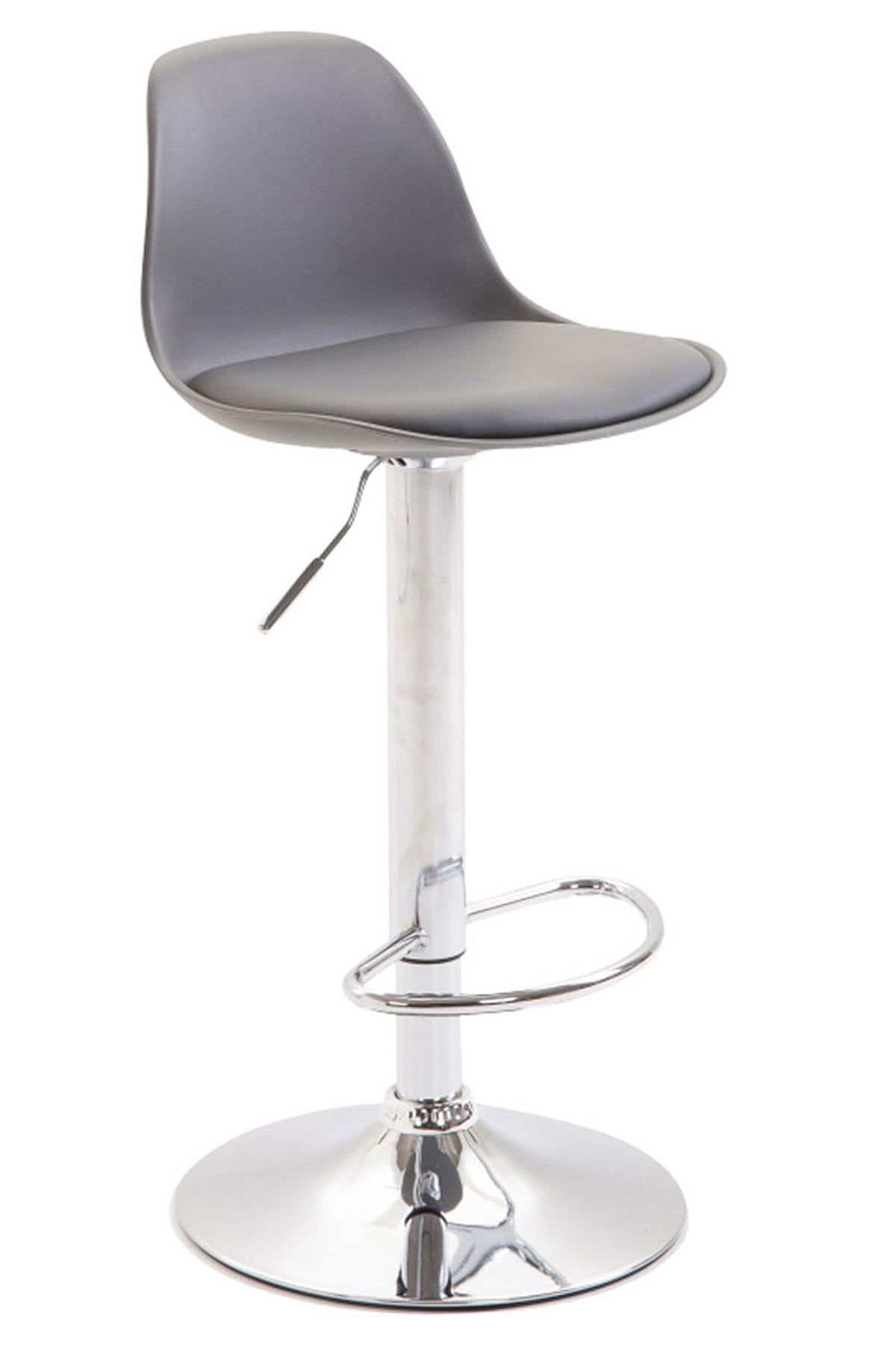 BARHOCKER Kilian, Gestell Metall in Chromoptik, Kunstleder Grau - Chromfarben/Grau, Kunststoff/Textil (39/100/43cm) - TPFLiving