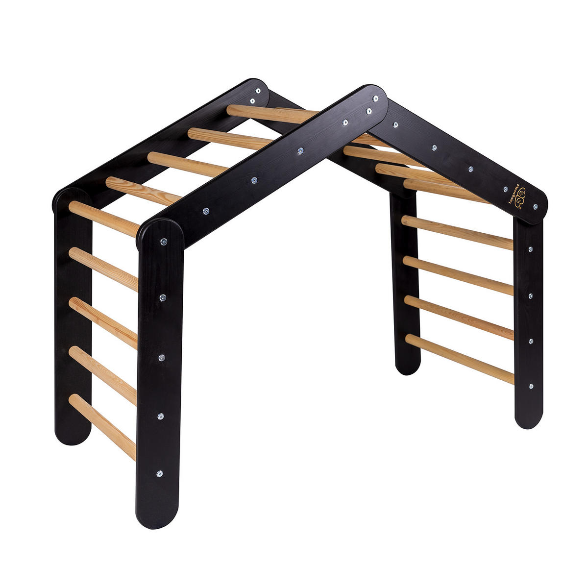 KLETTERDREIECK Großes Haus für Kinder mit Rosa Dach, Zarter Stoff, Montessori, Schwarz - Schwarz/Rosa, Holz (112/94/61cm) - MeowBaby