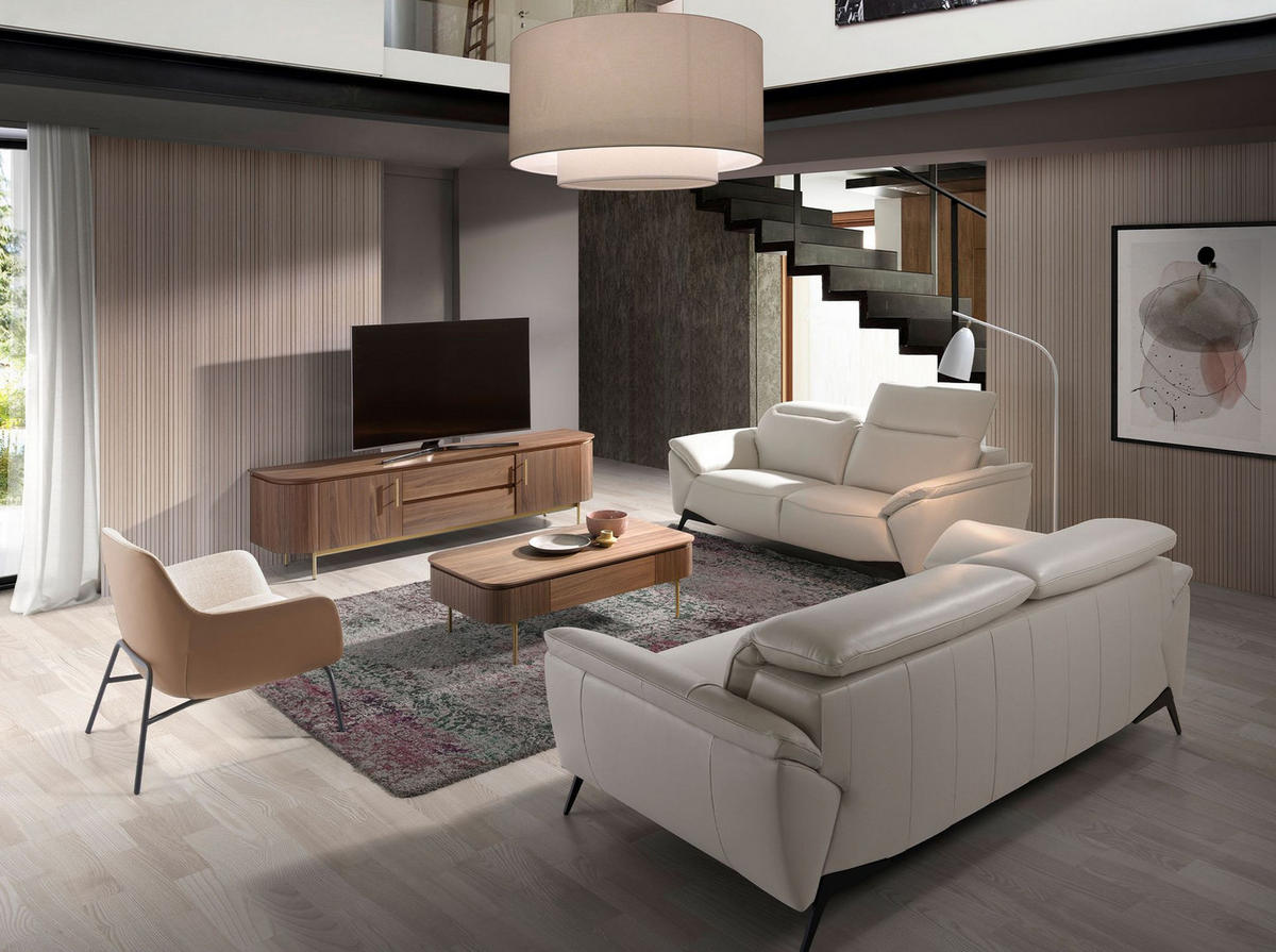 COUCHTISCH Rechteckiger Couchtisch aus Nussbaum und goldfarbenem poliertem Stahl 120/60/37 cm - Nussbaumfarben/Goldfarben, Holz/Holzwerkstoff (60/120/37cm) - ANGEL CERDA