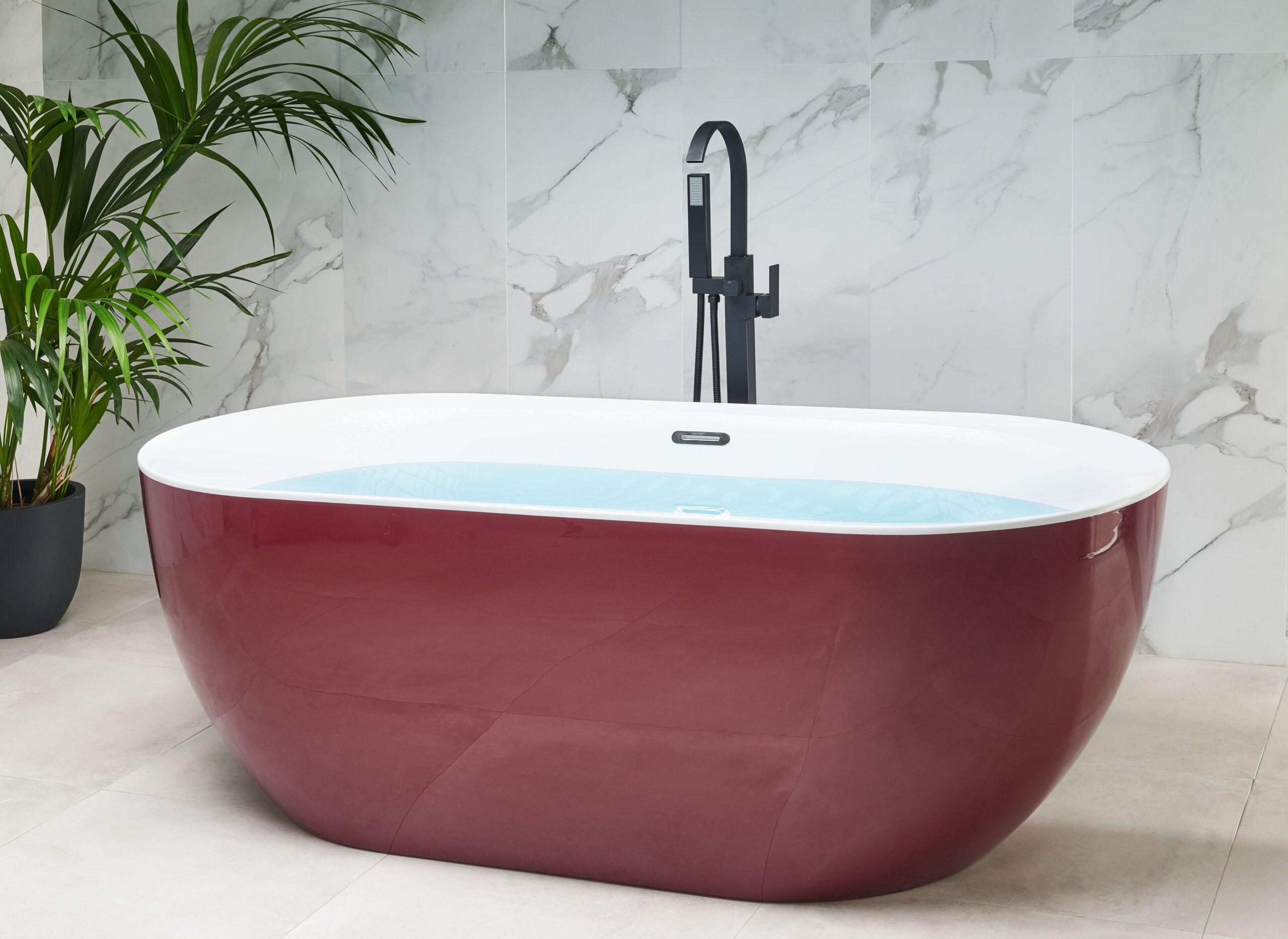 BADEWANNE FREISTEHEND 80x170x58 cm rot Carrera - Rot, Kunststoff (80/58/170cm) - Beliani
