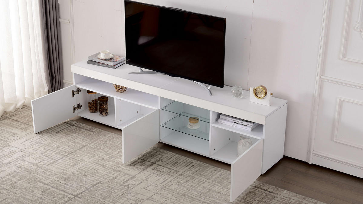 TV-SCHRANK Farbblock in Holzfarbe und Weiß 180/38/46 cm - Weiß, Holzwerkstoff (180/48/35cm) - Redom