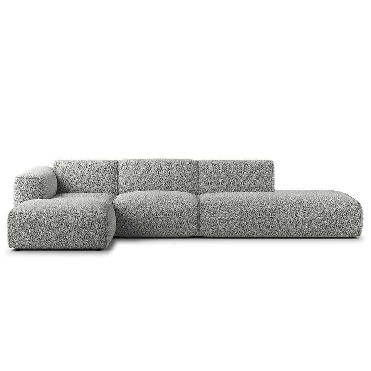 ECKSOFA mit Chaiselongue - Schwarz/Grau, Kunststoff/Textil (290/173cm) - home24