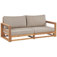 GARTENSOFA 2-sitzer zertifiziertes Akazienholz hellbraun Auflagen taupe Timor - Hellbraun/Beige, Holz (184/72/75cm) - Beliani