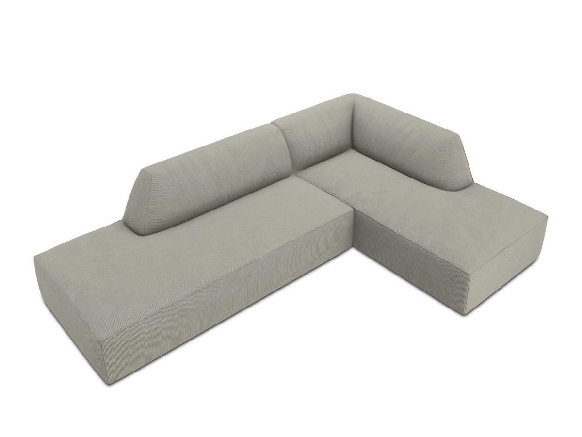 ECKSOFA rechts Ruby aus Cord hellgrau 4 Sitzplätze - Hellgrau, Textil (180/273cm) - Micadoni