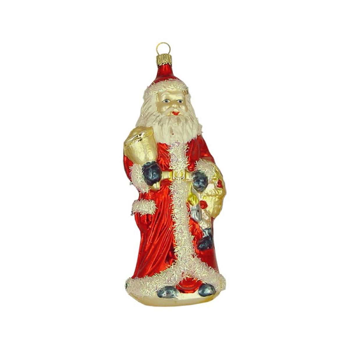 CHRISTBAUMSCHMUCK Weihnachtsmann mit Glocke und Mantel rot 16 cm - Multicolor, Metall (0.1/16/0.1cm)
