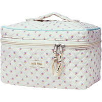 KULTURTASCHE Damen Beige Blumenmuster Baumwolle Flip-Cover - Multicolor, Textil (16/16/27cm)