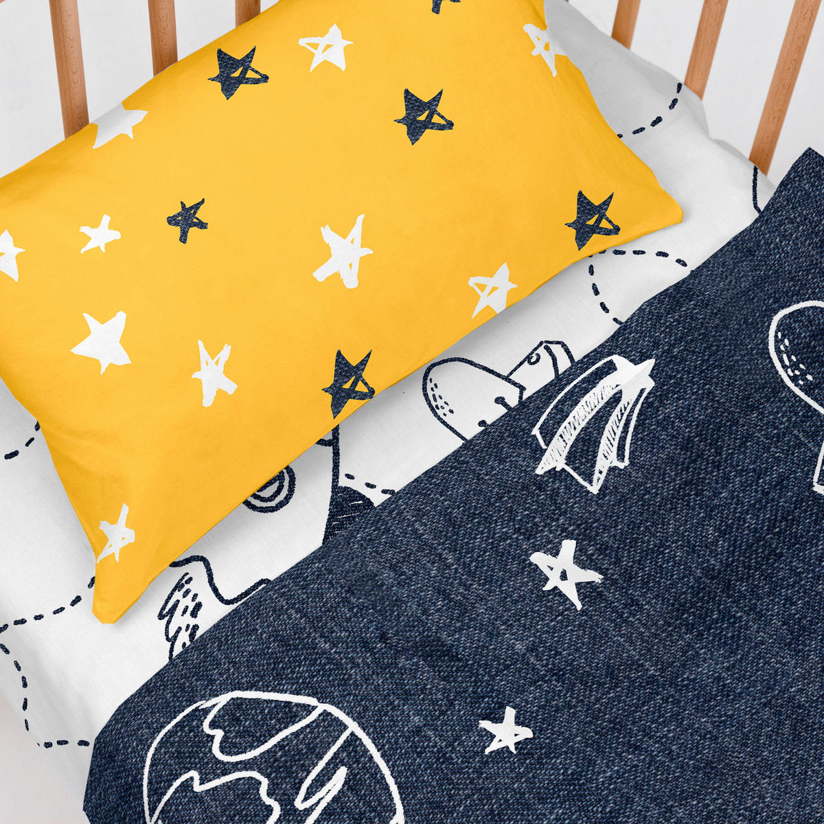 BETTWÄSCHE 2er-Set teiliges starspace 100x130 cm (kinderbett) mehrfarbig - Multicolor, Textil (100/130cm) - Happy Friday
