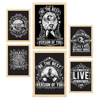 POSTER Set Mit 6 Inspirierend In Rustikale Zitate A3 & A4 Rahmen Aus Hellem Holz - Beige, Papier (29/3cm) - Nacnic