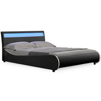 POLSTERBETT Valencia mit LED-Beleuchtung - Schwarz, Textil (180/200cm) - Corium