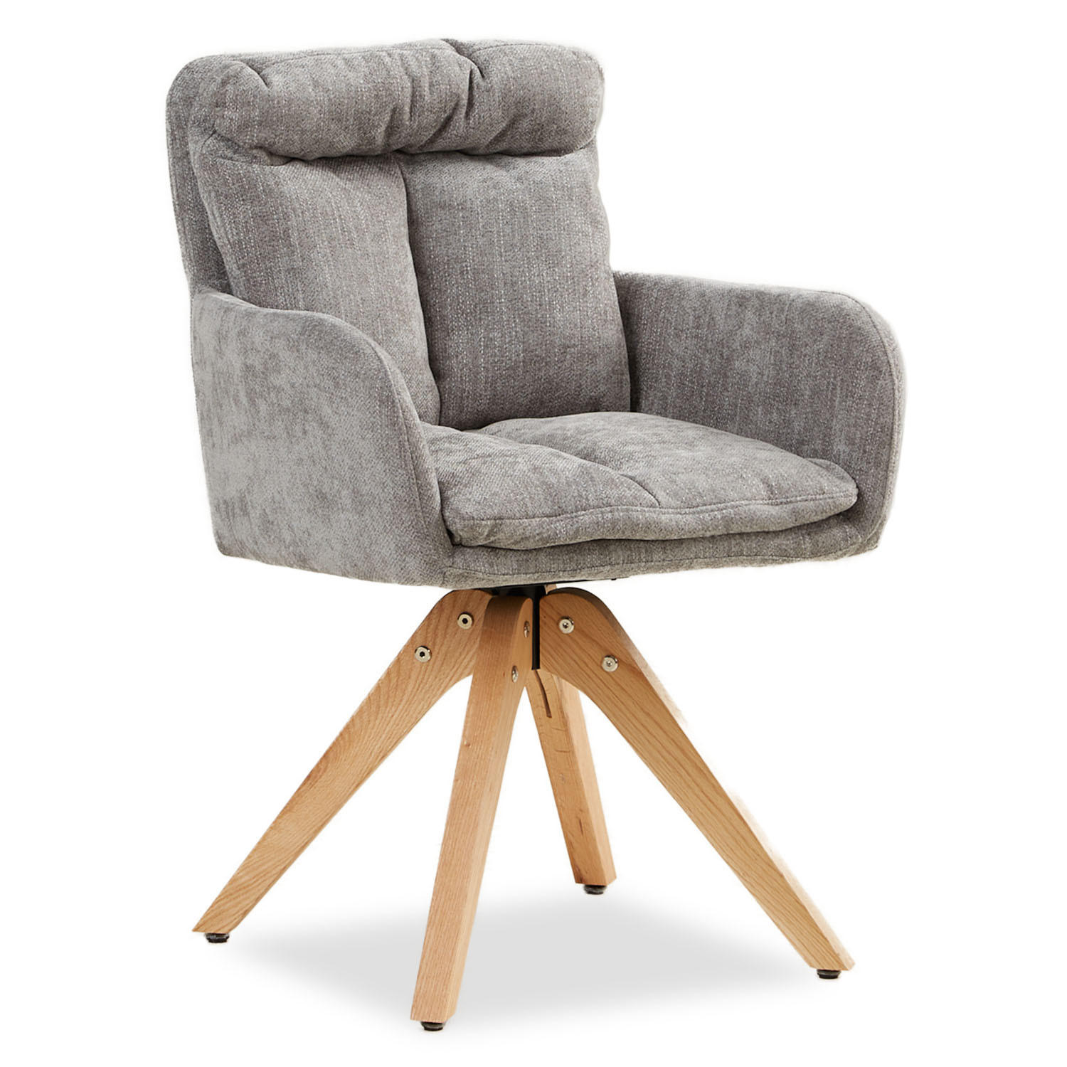 ARMLEHNENSTUHL in Holz Leinen Grau drehbar - Grau, Holz/Textil (59/84/60cm) - Homestyle4u