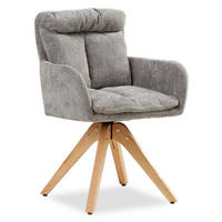 ARMLEHNENSTUHL in Holz Leinen Grau drehbar - Grau, Holz/Textil (59/84/60cm) - Homestyle4u