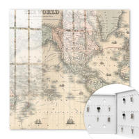 SCHLÜSSELBOX Weiß 30x30 cm – Türöffnung nach rechts - Weltkarte - Beige, Metall (30/30/5cm) - TULUP